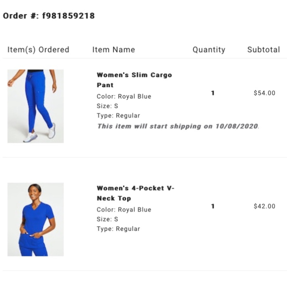 JAANUU royal blue scrubs. Size small super stretchy!